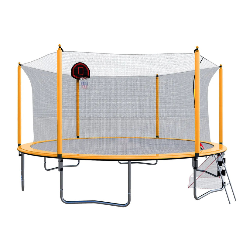 16Ft Trampoline With Basketball Hoop Pump And Ladder (Inner Safety Enclosure) With Soccer Goal by HouseOfZazla