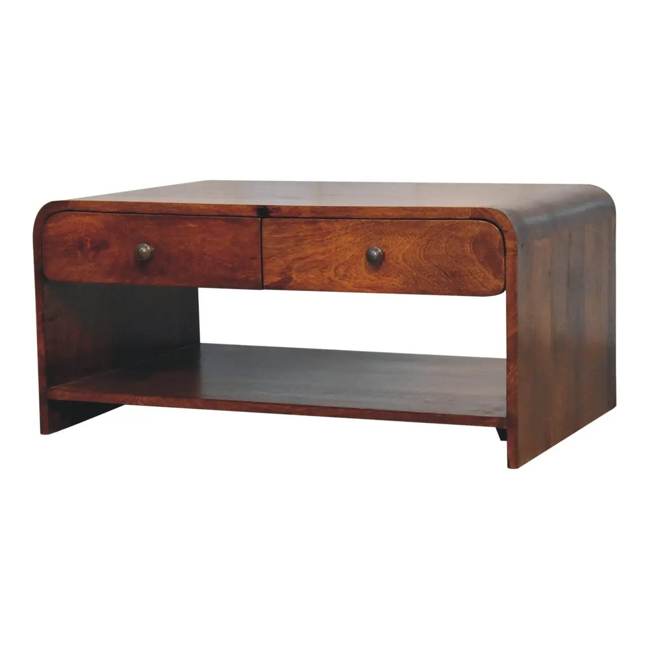 Solid Wood Aspen Slim Coffee Table, 4 Drawers, 1 Open Slot by HouseOfZazla