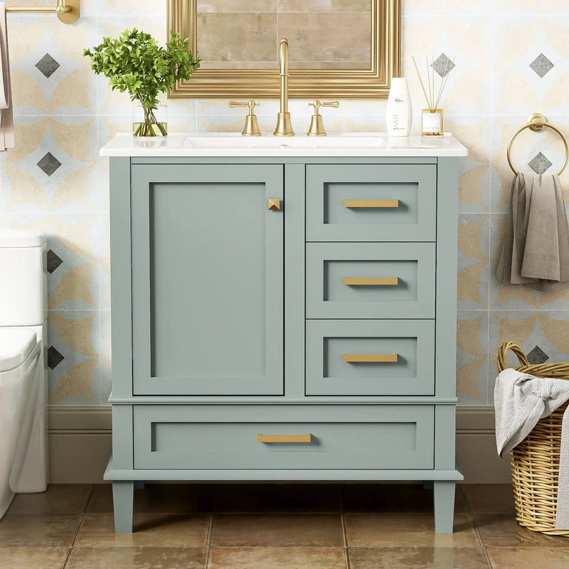 Bathroom Vanity, Modern Bathroom Cabinet With Sink Combo Set, Bathroom Storage Cabinet With A Soft Closing Door And 3 Drawers, Solid Wood Frame by Unique Piece Furniture