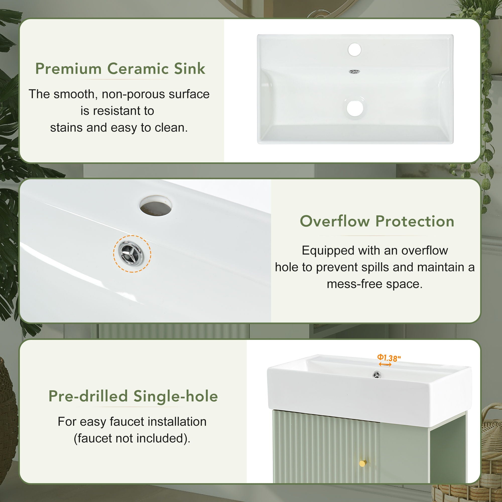 Modern Floating Bathroom Vanity With Ceramic Basin Perfect For Small Bathrooms by HouseOfZazla