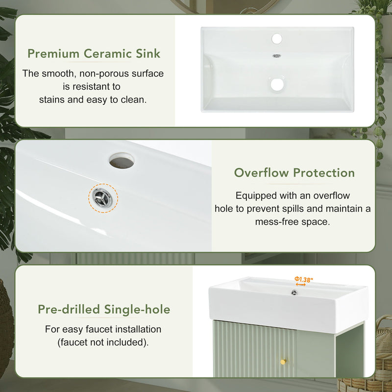 Modern Floating Bathroom Vanity With Ceramic Basin Perfect For Small Bathrooms by HouseOfZazla