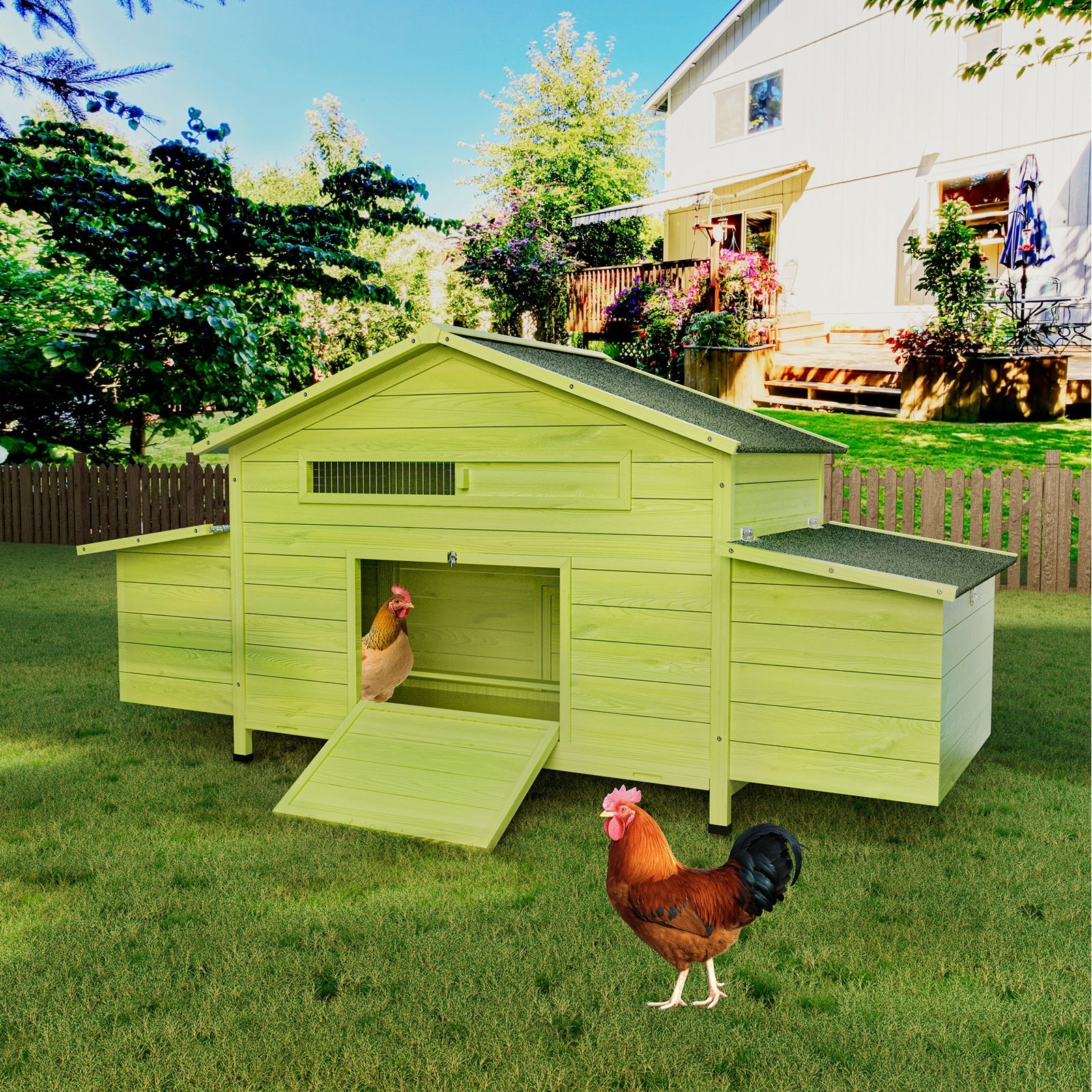 11.12 ft² Large Wooden Chicken Coop with Nesting Boxes & Perch by HouseOfZazla