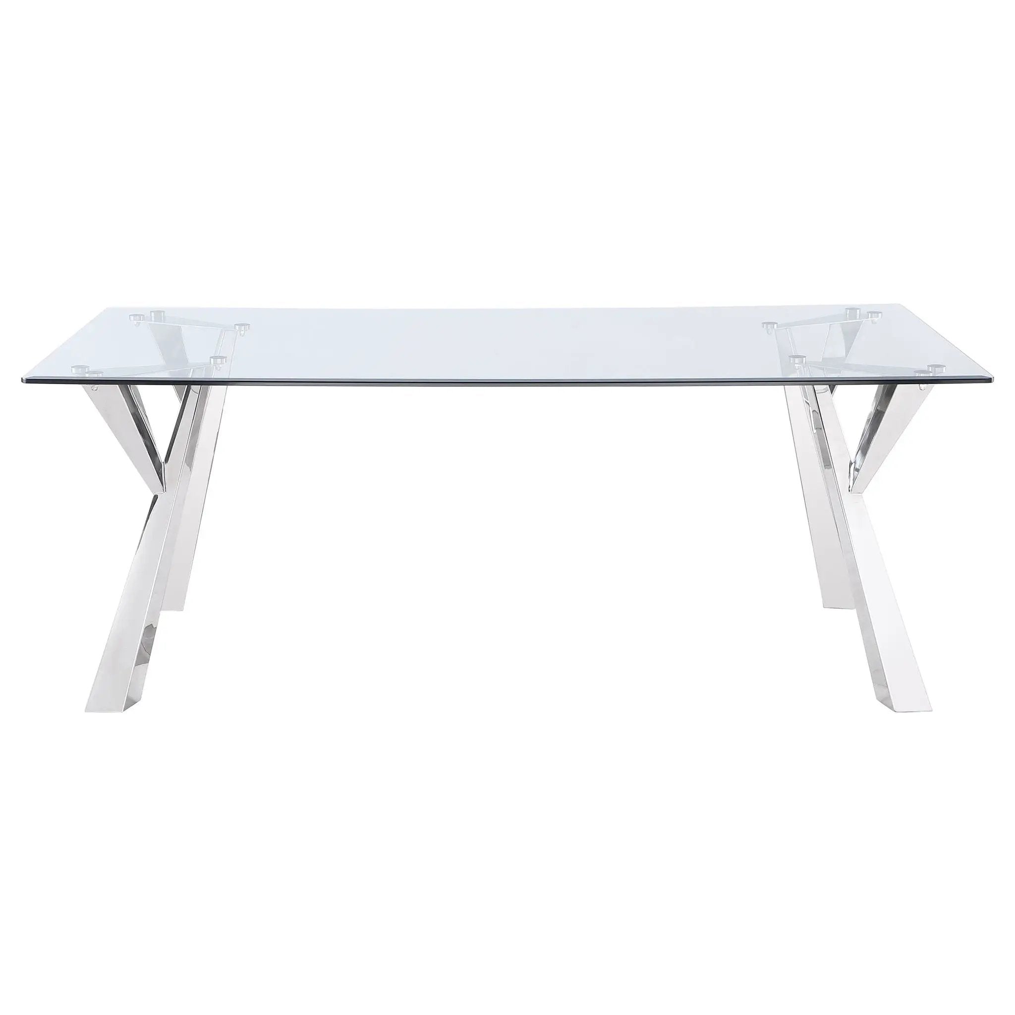 Alaia Rectangular 79-inch Glass Top Dining Table Chrome by Unique Piece Furniture