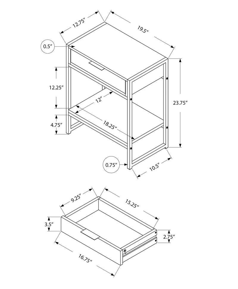 Accent Side Table, Storage Drawer, Spacious Tabletop by Unique Piece Furniture