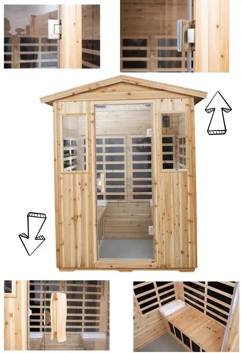 4 Person Old Fir Far Infrared Outdoor Sauna Room - Natural by HouseOfZazla