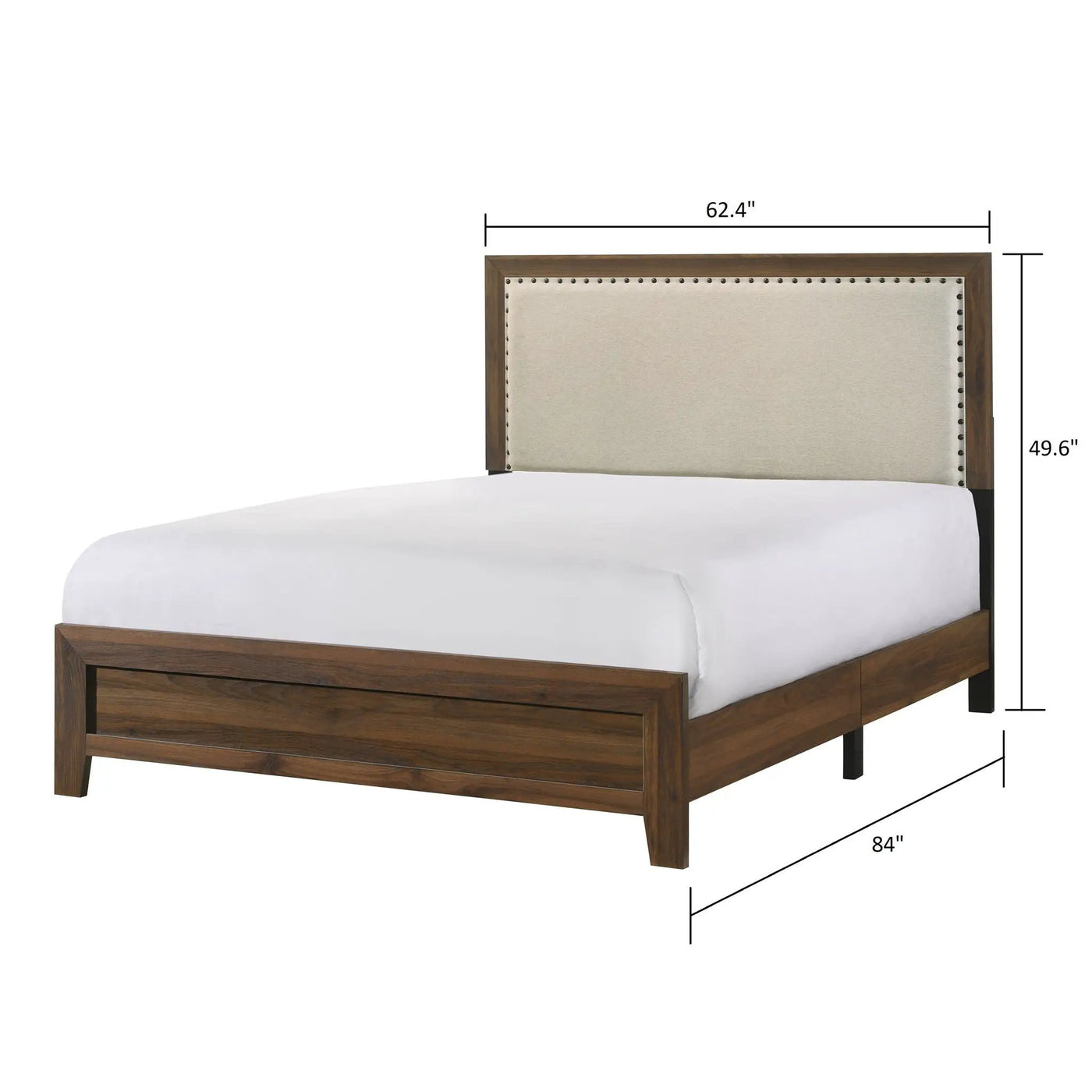 Panel Bed With Fabric Upholstered Tufted Nailhead Trim Headboard by Unique Piece Furniture