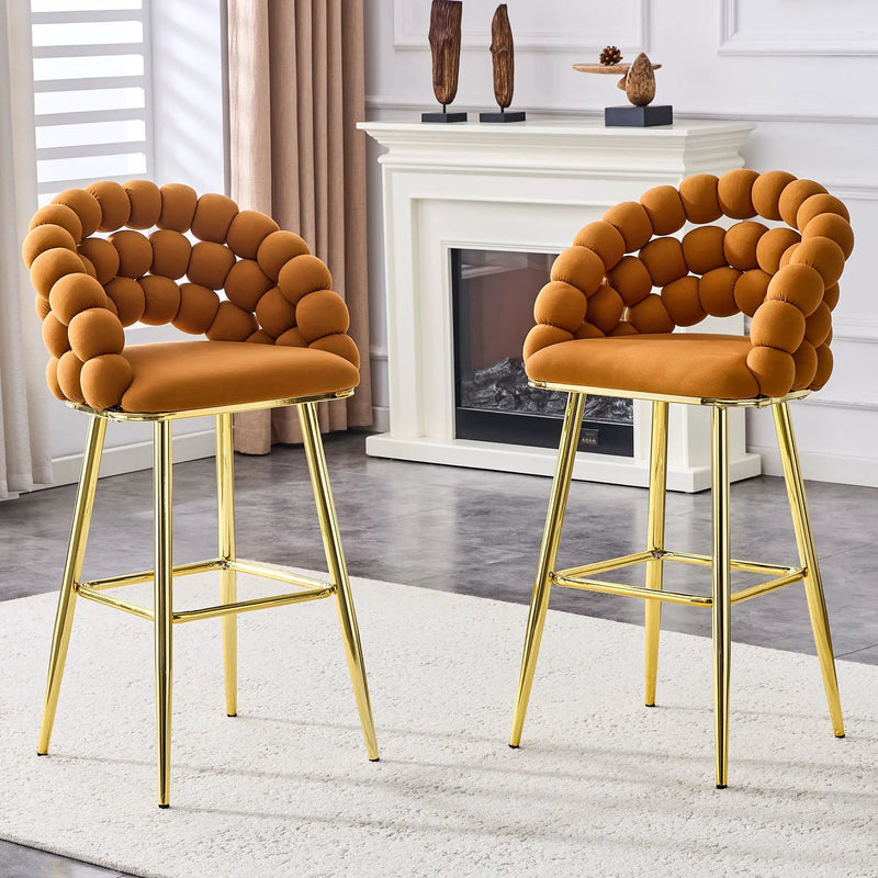 Bubble, Ball Chain Tufted Bar Chairs For Kitchen Island & Home Bar (Set of 2) by HouseOfZazla