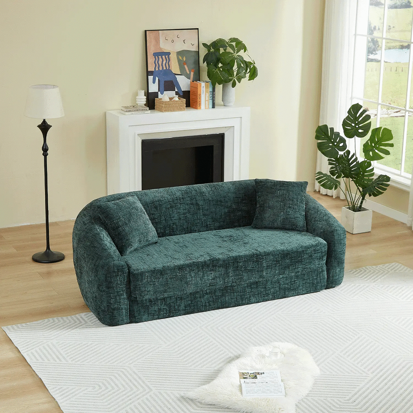 87-Inch Curved Convertible Sofa Recliner by HouseOfZazla