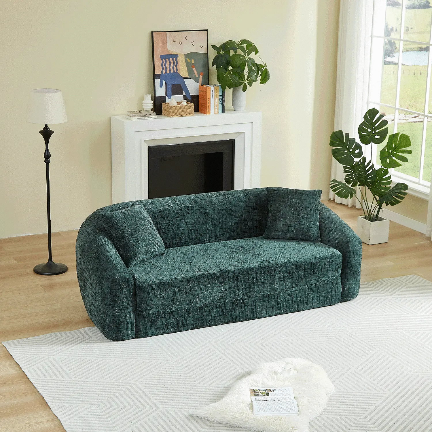 87-Inch Curved Convertible Sofa Recliner by HouseOfZazla