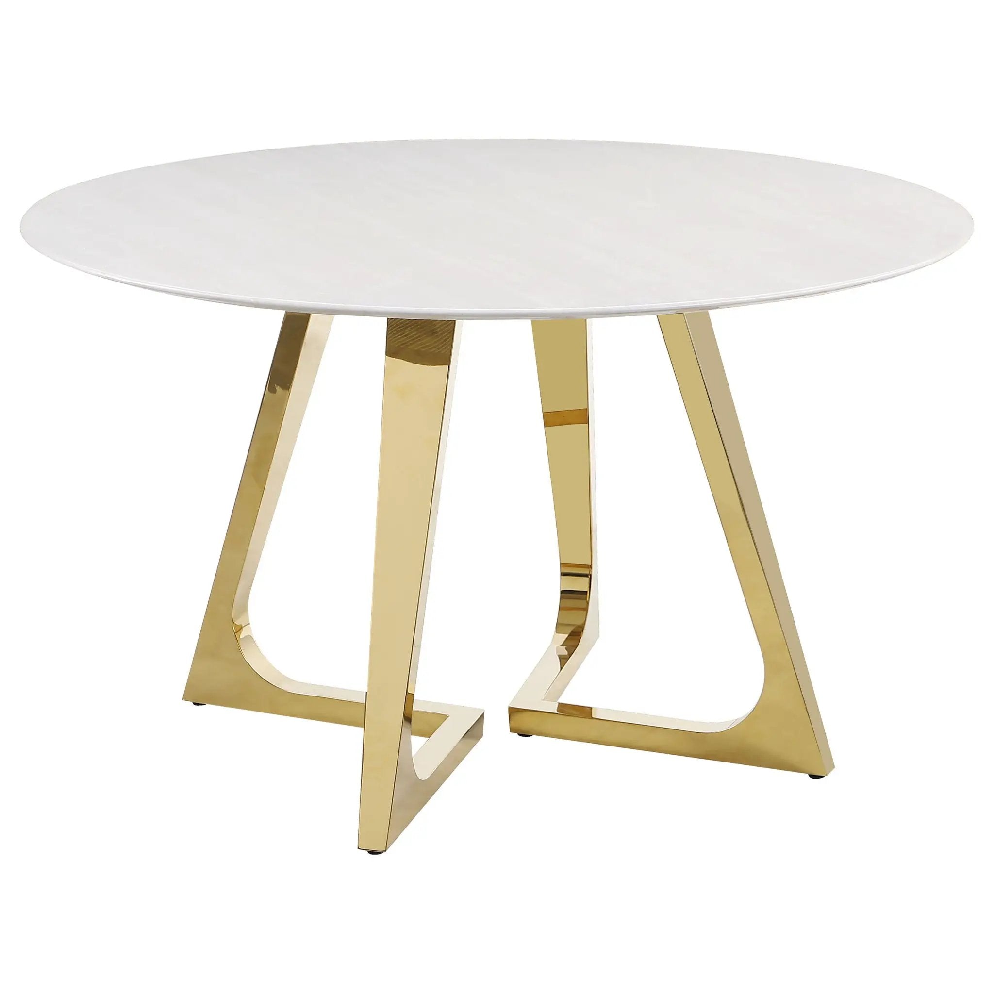 Gwynn Round 51-inch Marble Stainless Steel Dining Table Gold by Unique Piece Furniture