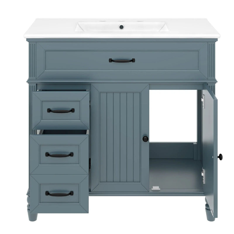 Bathroom Vanity With Sink, 2 Doors 2 Drawers, Freestanding Design by HouseOfZazla