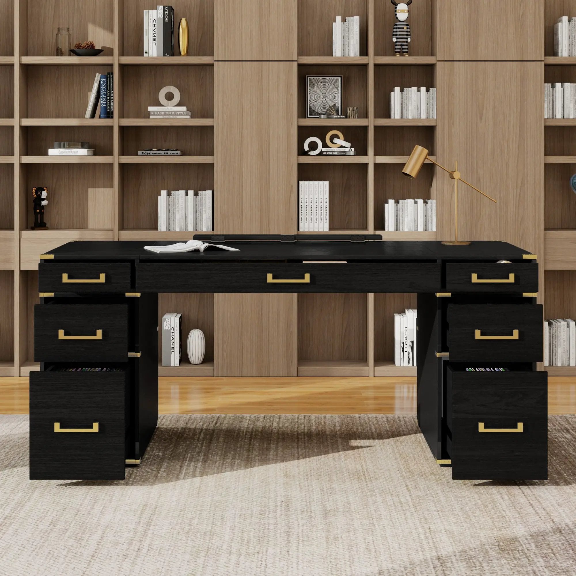 70" Extra-Large Classic and Traditional Executive Desk with Metal Edge Trim by HouseOfZazla