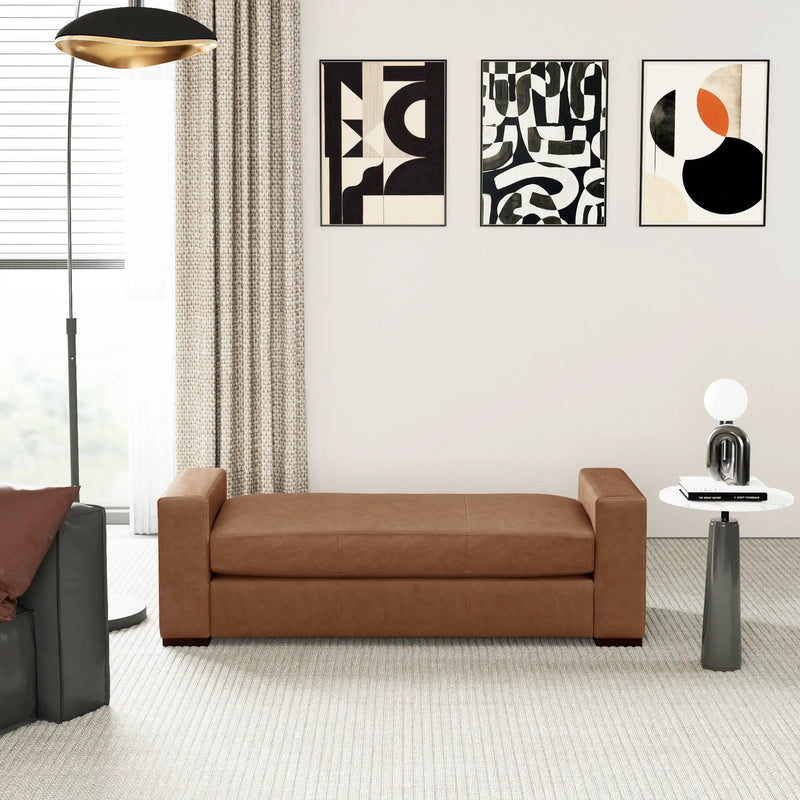Stylish and Durable Brown Faux Leather Bench by HouseOfZazla