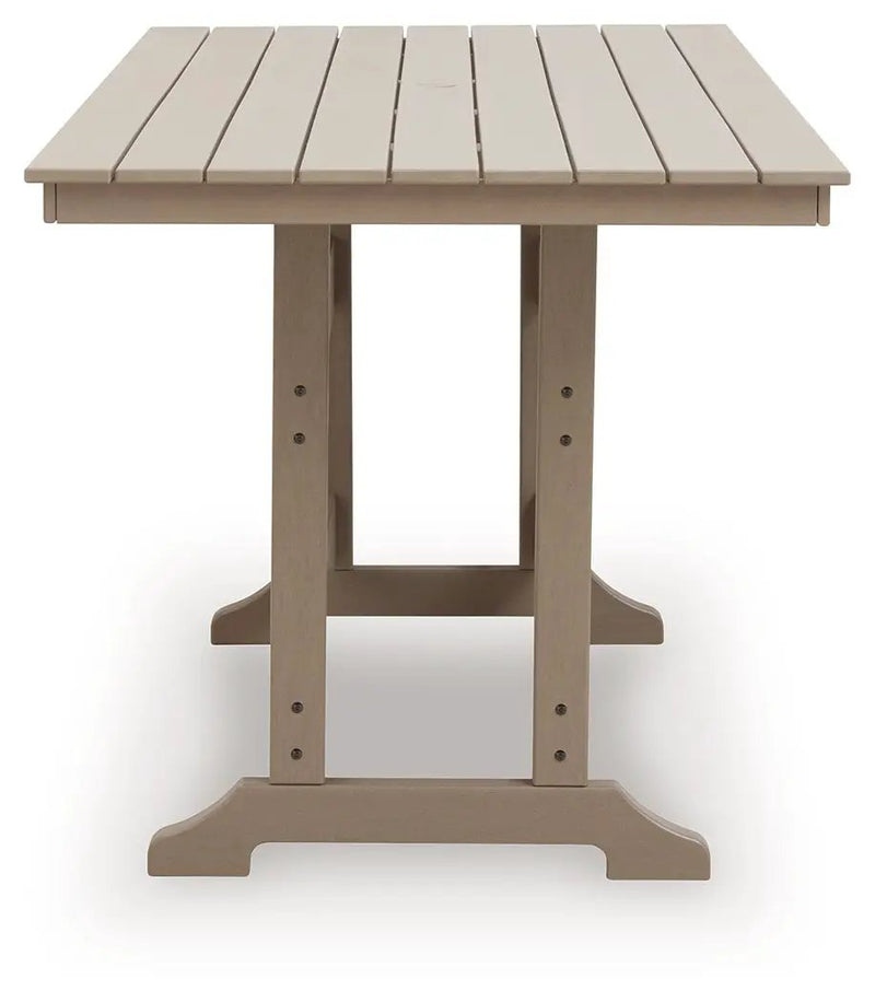 Seacliff Beach - Rectangular Counter Height Dining Table With Umbrella Option - Medium Brown by Unique Piece Furniture
