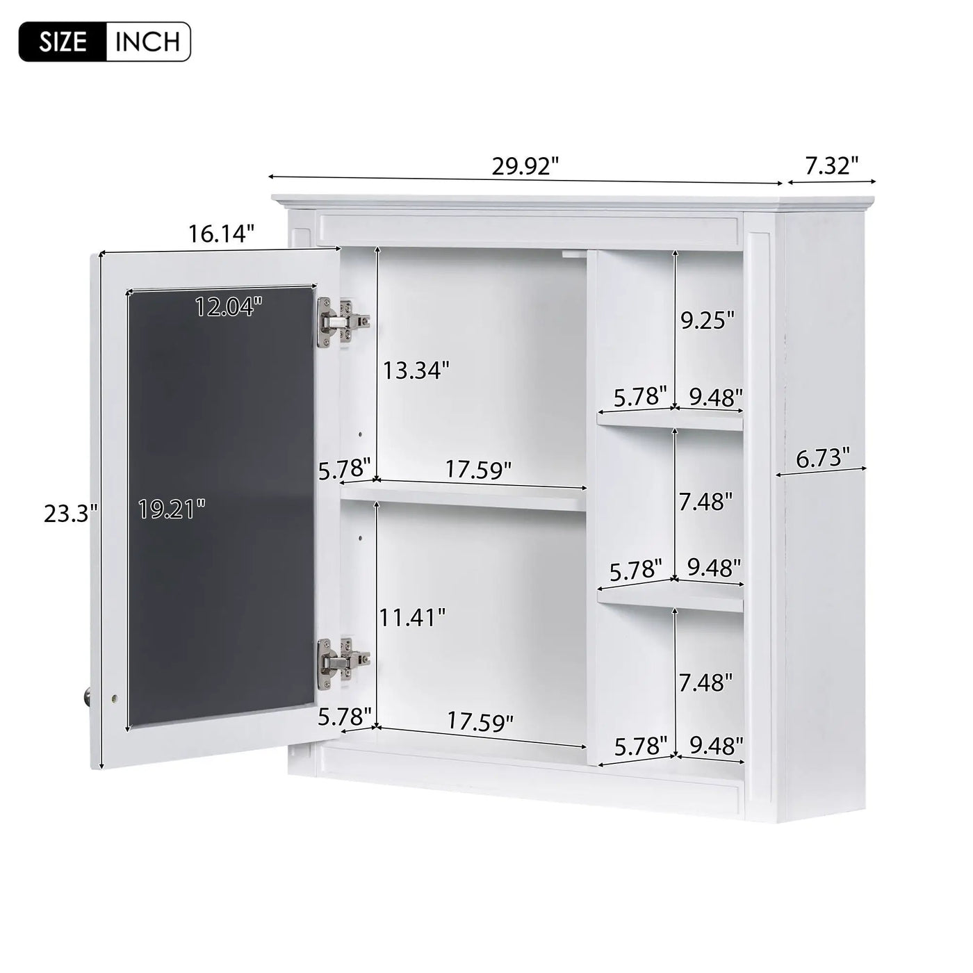 Wall Mounted Medicine Cabinet With Mirror and 3 Open Shelves by HouseOfZazla