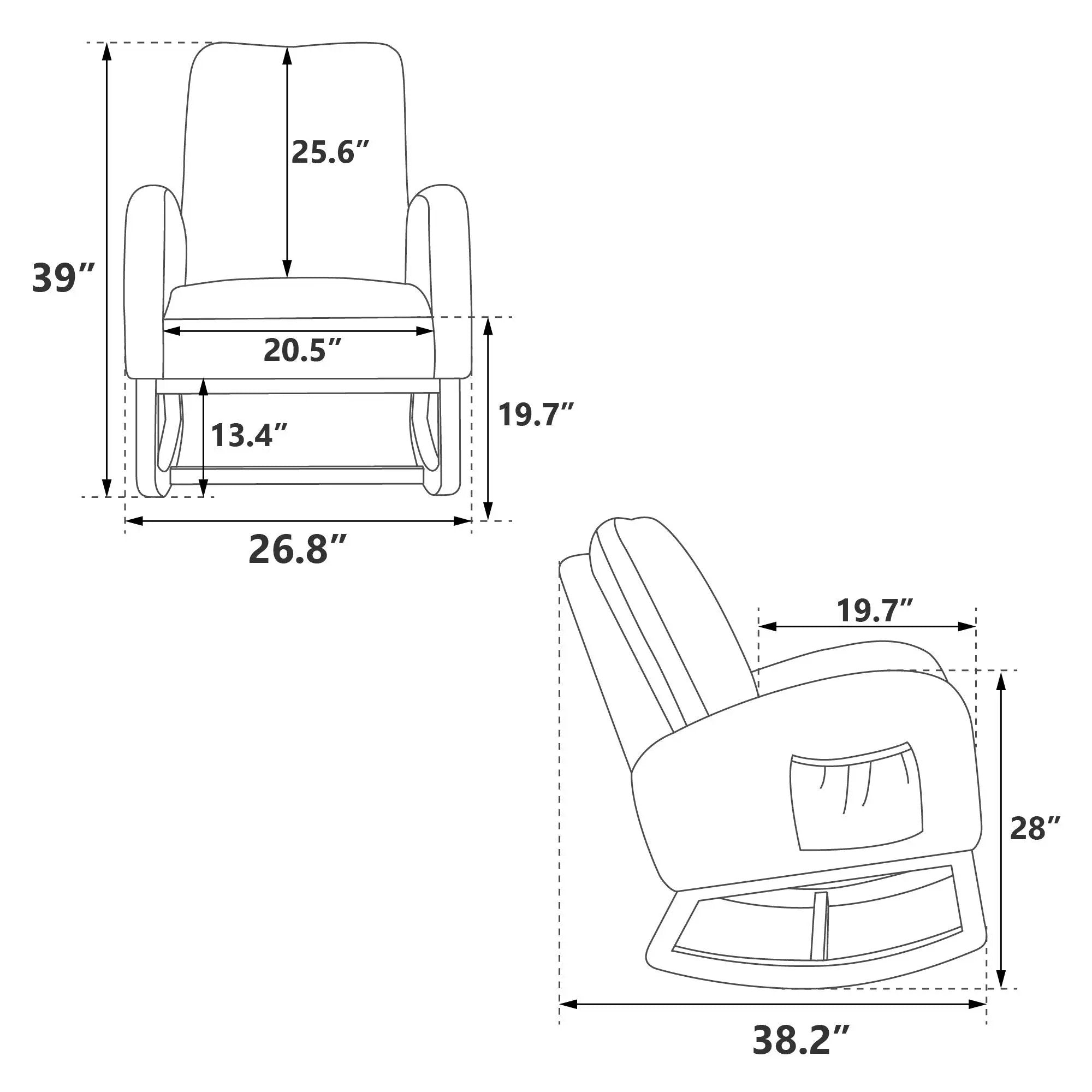 Modern Accent Rocker Armchair With Side Pocket, Upholstered High Back by HouseOfZazla