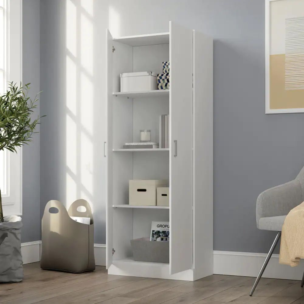Alara - Height Simplistic Double Door Storage Cabinet - White by HouseOfZazla