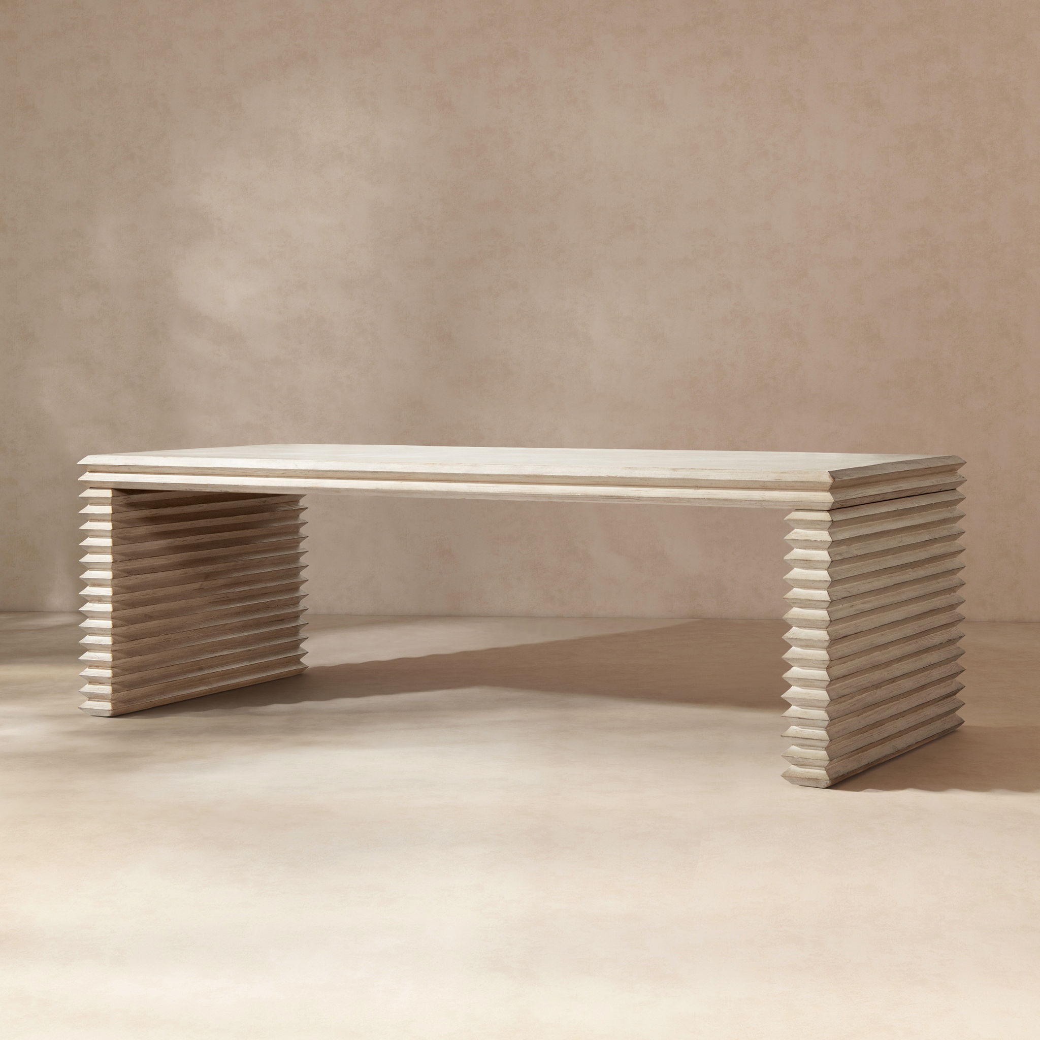 Veda - Geometric Waterfall Dining Table - White by HouseOfZazla