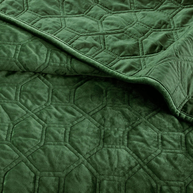 3 Piece Velvet Quilt Set Green Full/Queen by HouseOfZazla
