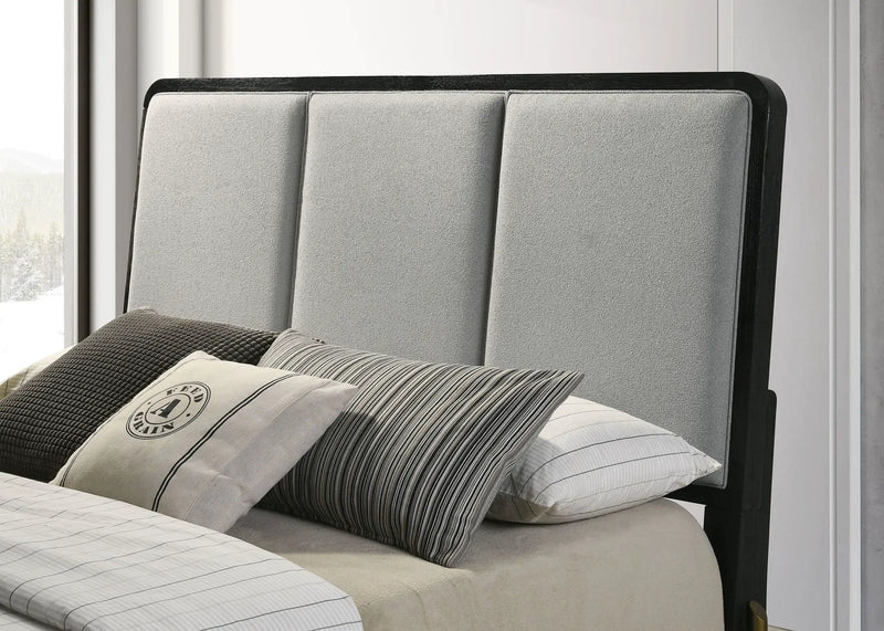 Arini Upholstered Queen Panel Bed Black and Grey by Unique Piece Furniture