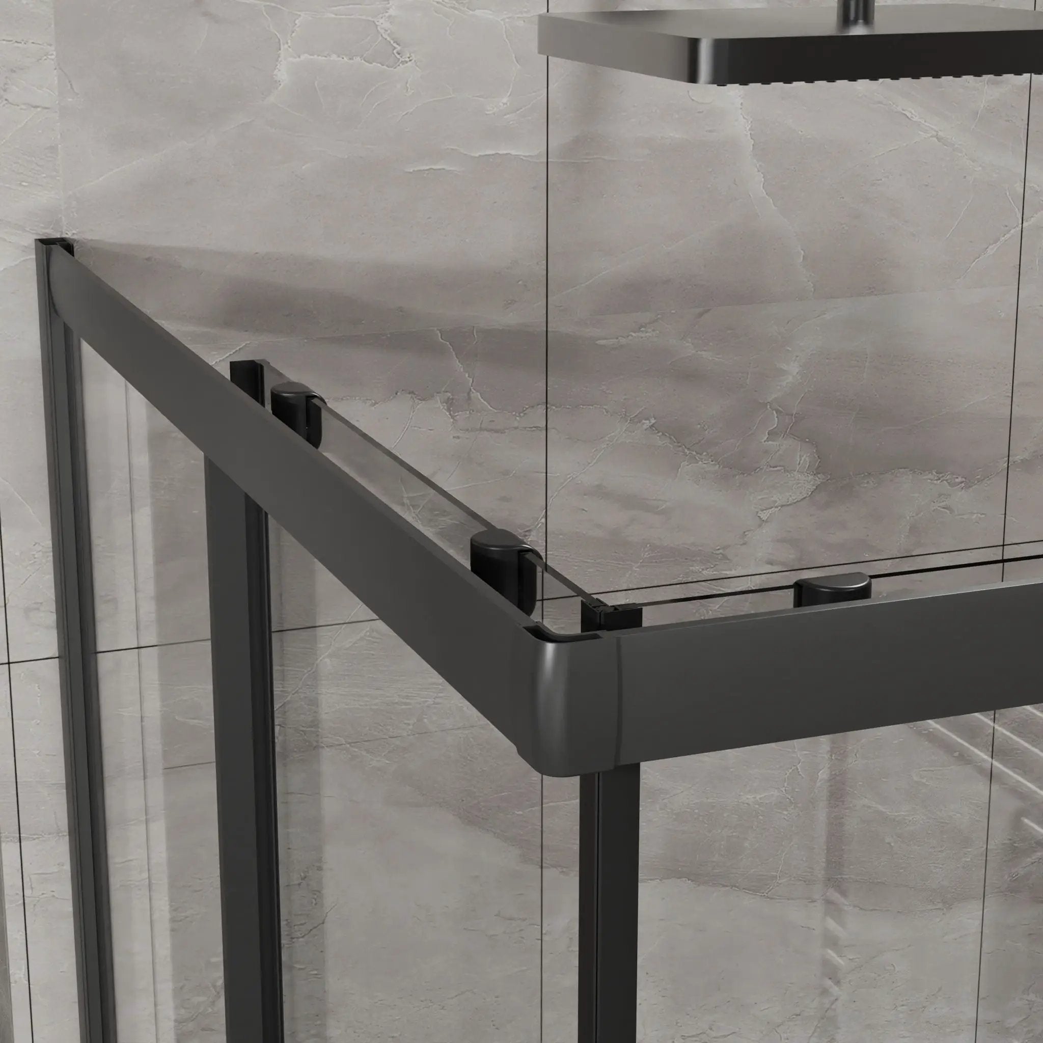 Corner Shower Enclosure, Sliding Door - Matte Black by HouseOfZazla