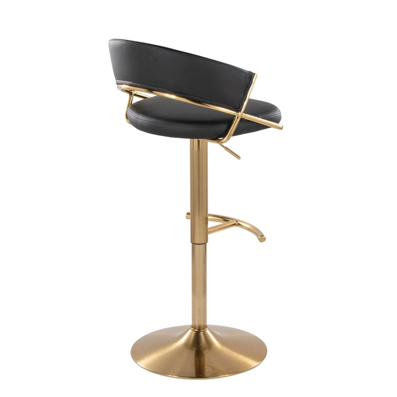 Jie - Contemporary Adjustable Barstool With Swivel With Rounded T Footrest (Set of 2) by Unique Piece Furniture