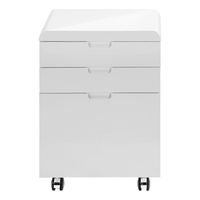 File Cabinet, Rolling Mobile, Storage Drawers, Printer Stand, Office, Work, Glossy Contemporary, Modern - White by Unique Piece Furniture