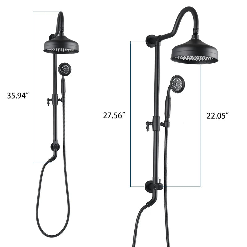 8-Inch Complete Rain Shower Combo System, Matte Black by HouseOfZazla