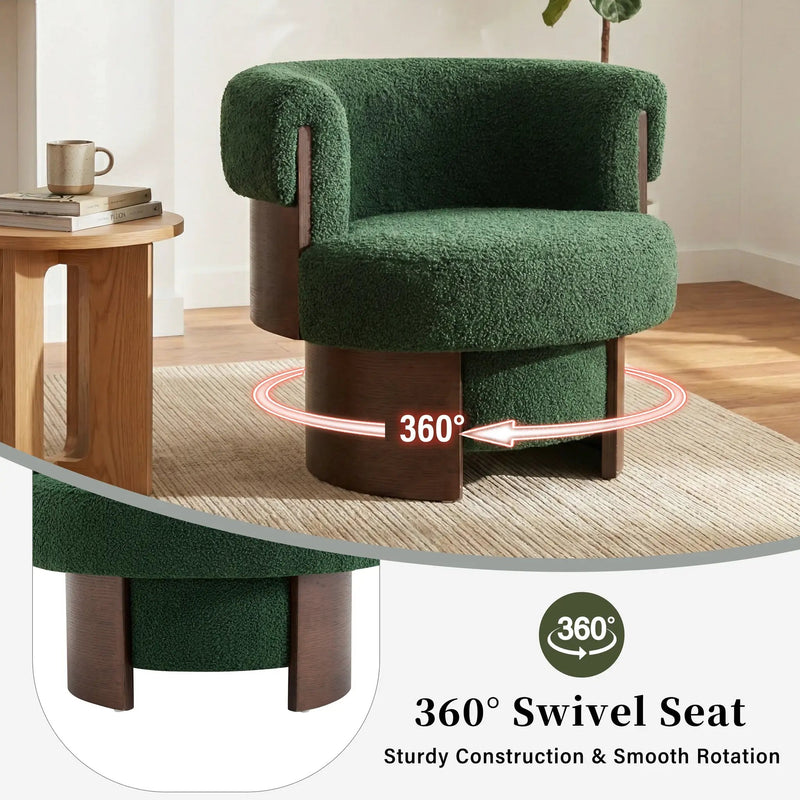 Modern 32" Wide Curved Sculptural Swivel Barrel Chair by HouseOfZazla