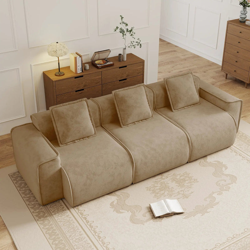 Deep Seat Modular 3 Seat Boneless Sofa with French Edge Piping by HouseOfZazla