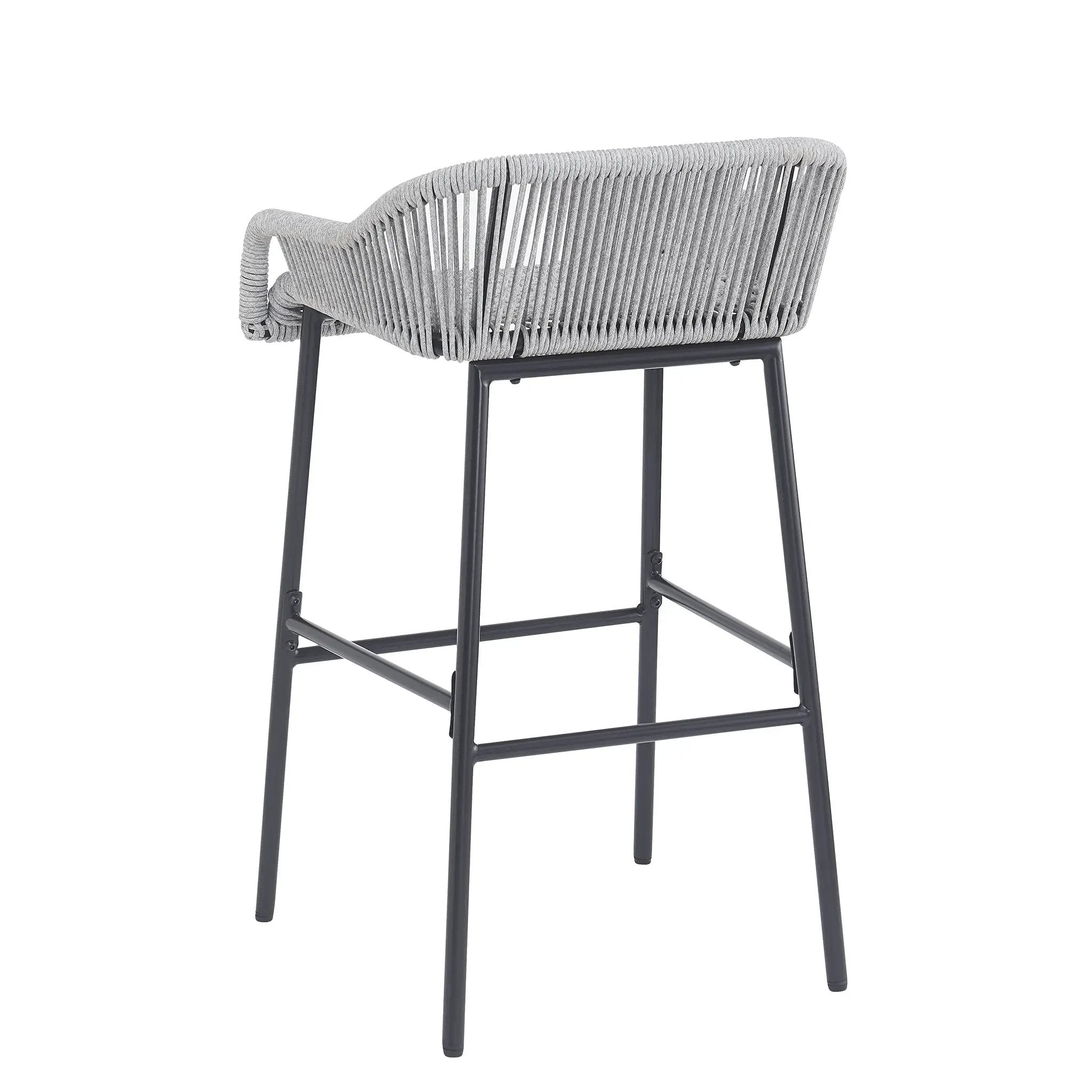 La Push Outdoor Patio Light Gray Rope Bar Stool, Set of 2 by HouseOfZazla