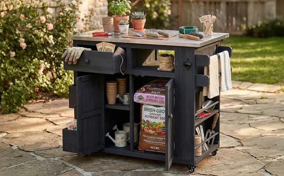 TOPMAX Outdoor Solid Wood Extendable Kitchen Island by HouseOfZazla