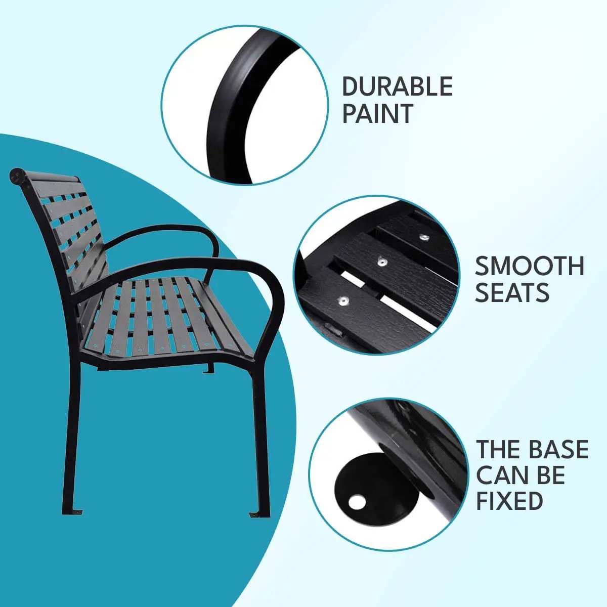 Patio Bench Steel - Black by Unique Piece Furniture