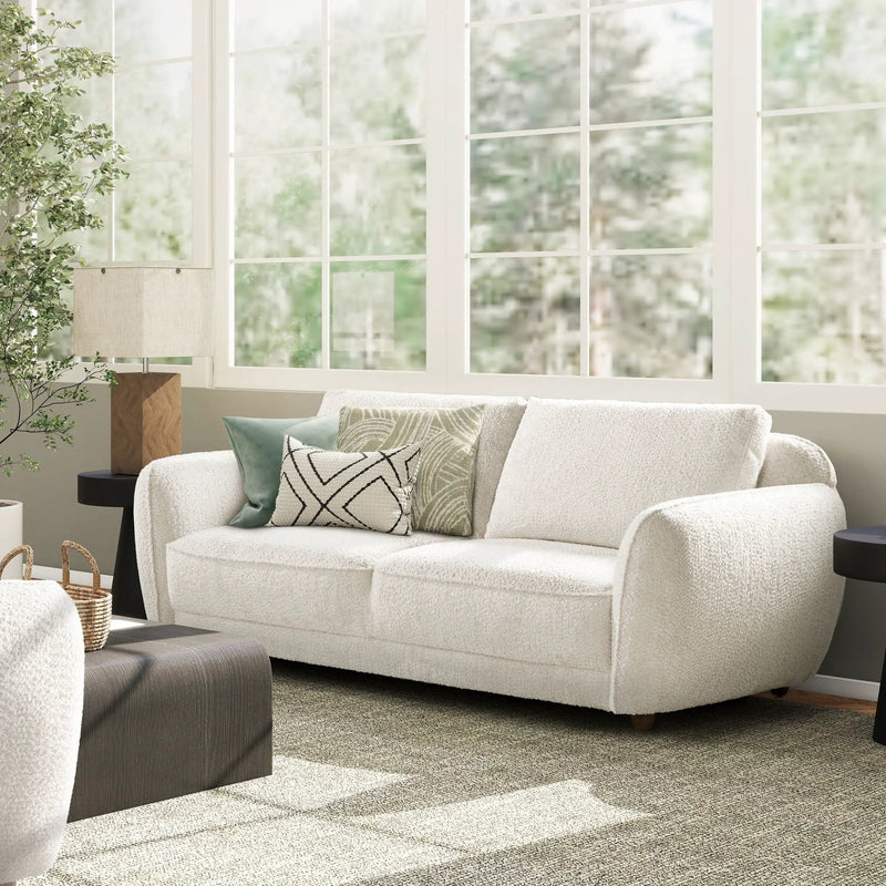 Sharon - Puffy Arm Sofa - Alpaca Off-White by HouseOfZazla