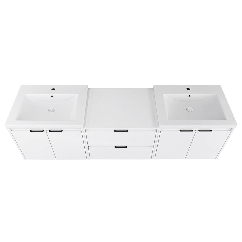72" Bathroom Vanity With Resin Sink, Soft Close Doors, and 1-Side Cabinet by HouseOfZazla