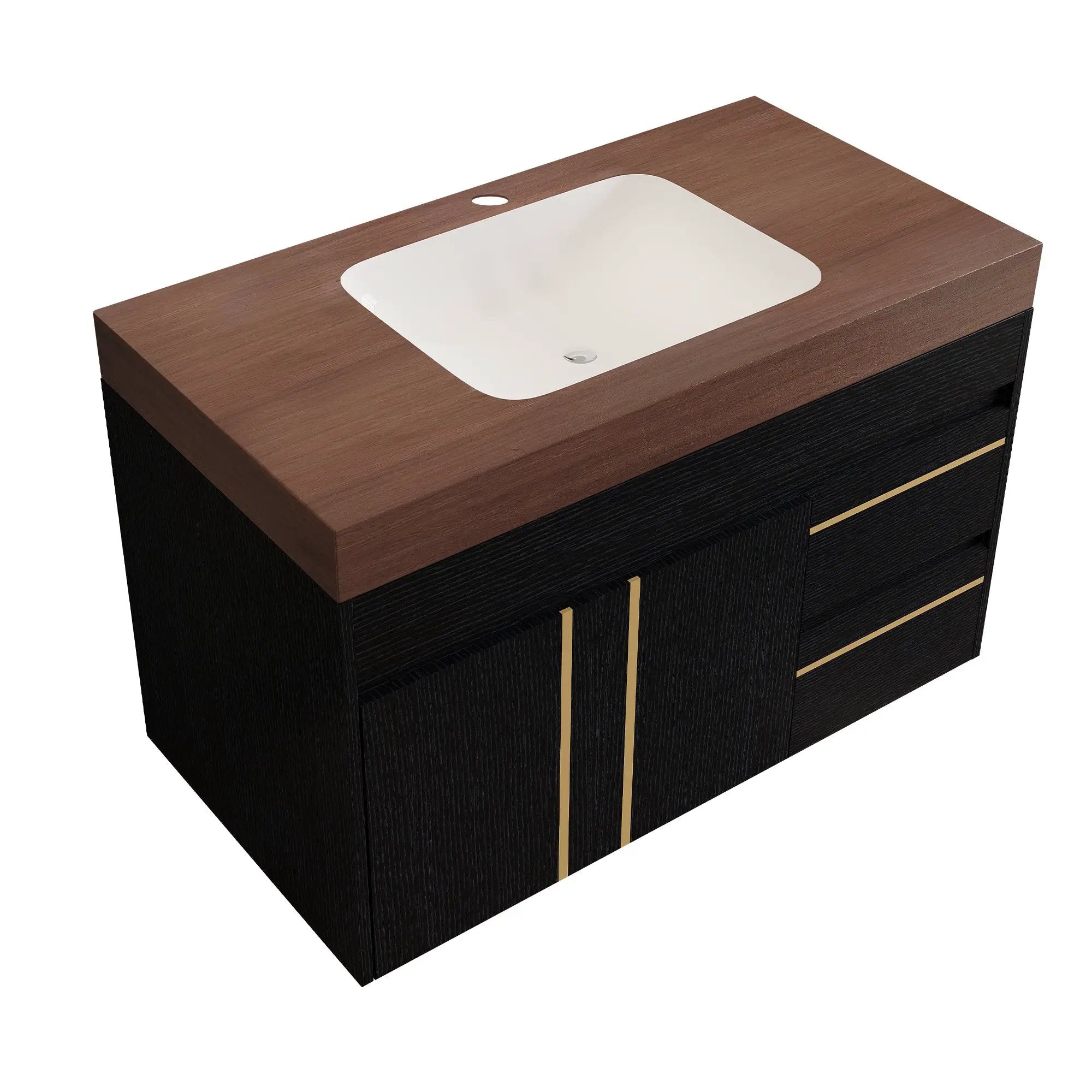 36" Floating Bathroom Vanity with Ceramic Sink and Faux Marble Top by HouseOfZazla