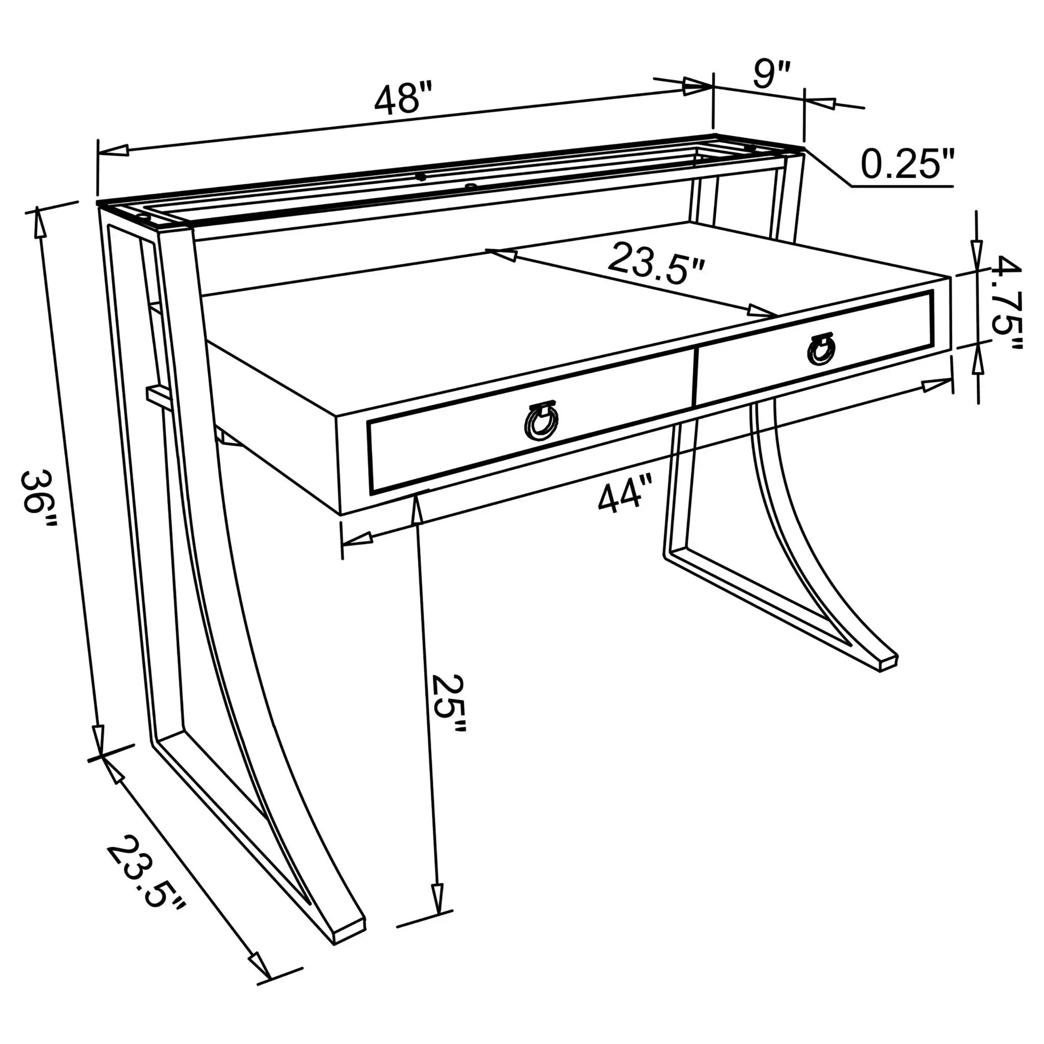 Serrano - 2 Drawer Writing Desk With Polished And Tempered Glass Hutch - Glossy White by HouseOfZazla