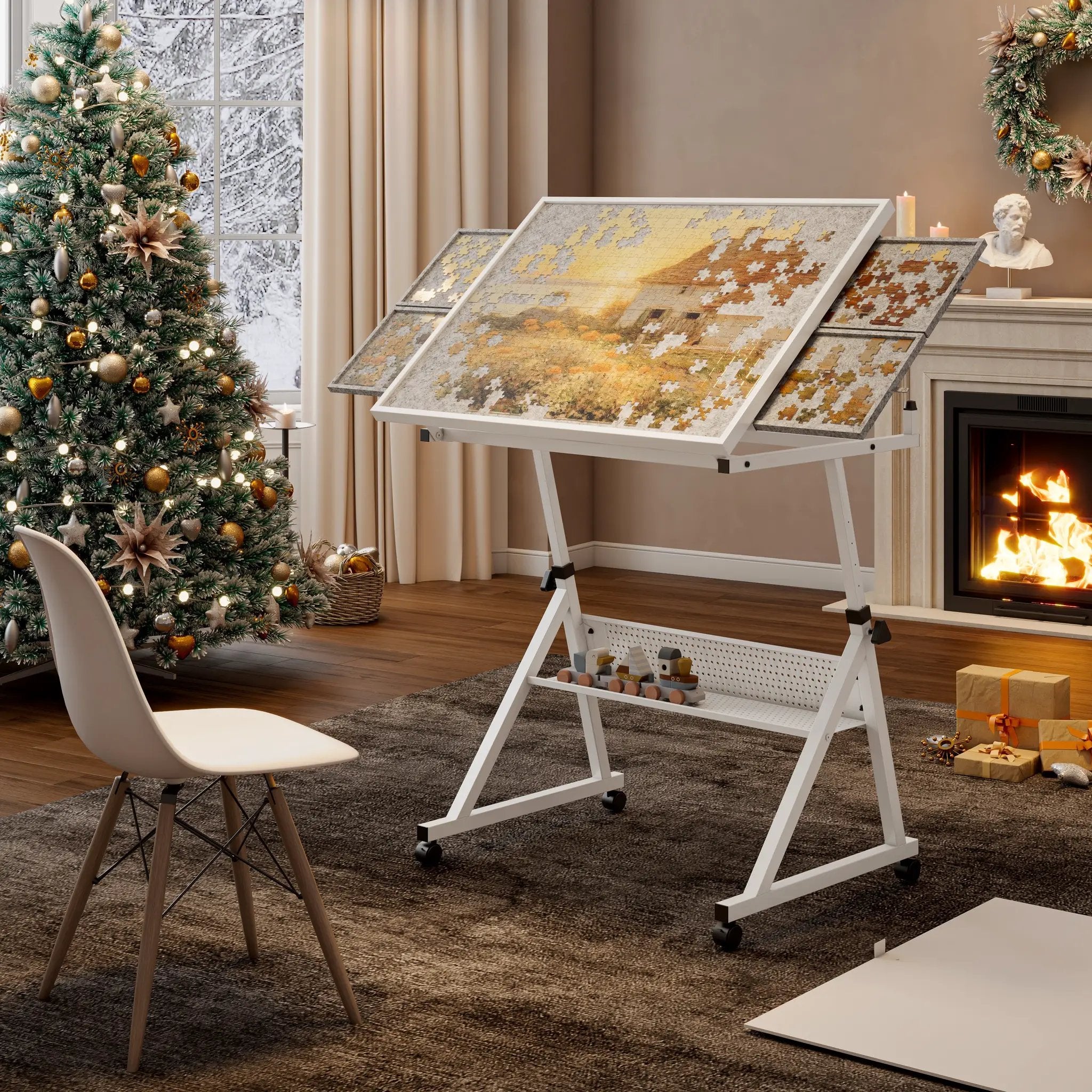 1500 Pieces Jigsaw Puzzle Metal Table Board with 4 Trays by HouseOfZazla