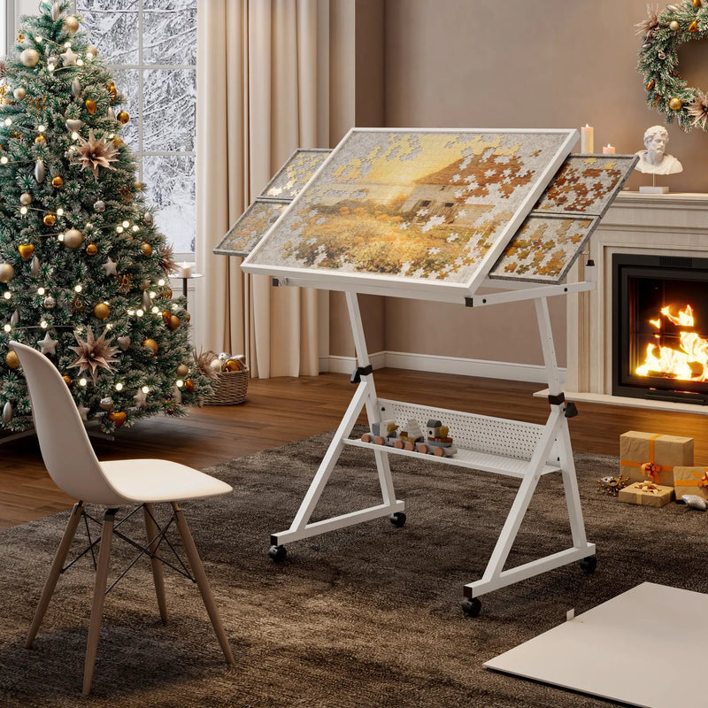1500 Pieces Jigsaw Puzzle Metal Table Board with 4 Trays by HouseOfZazla