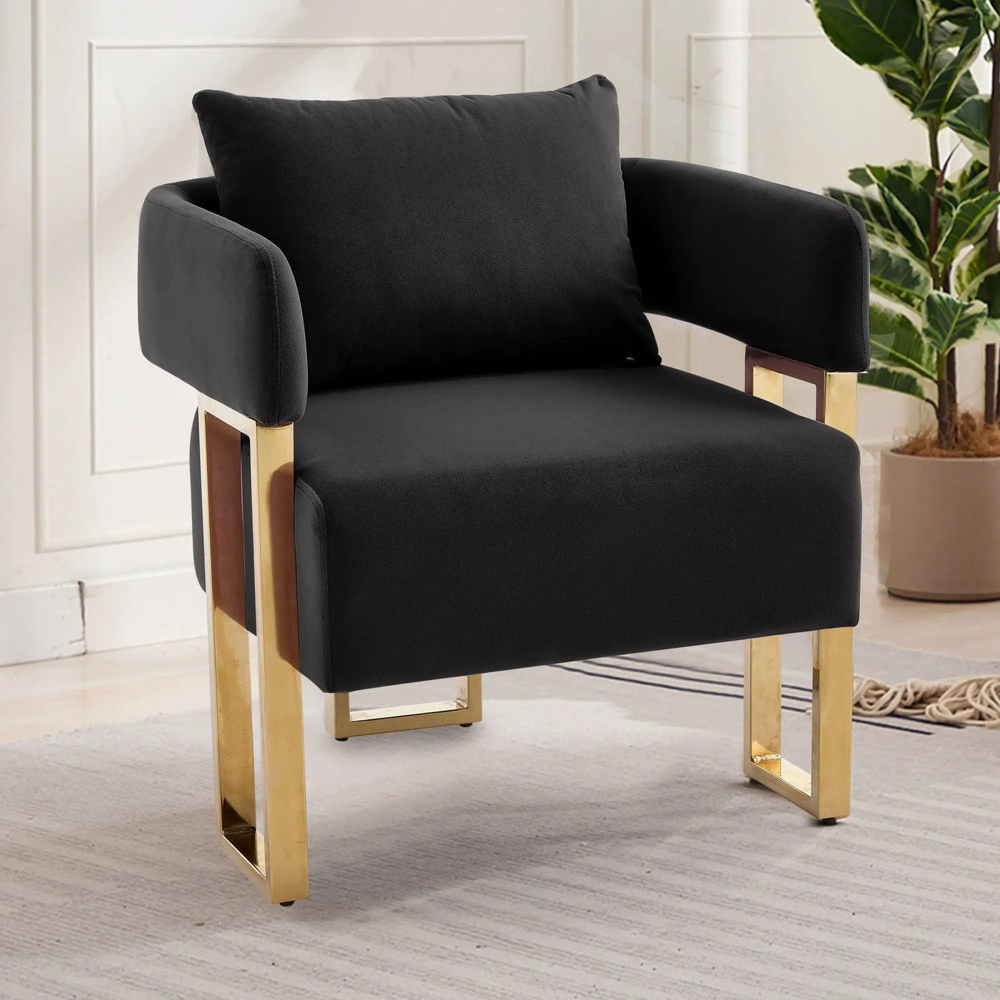 Modern Classic Design Decorative Chair Teddy Fleece Upholstered And Metal Foot by Unique Piece Furniture