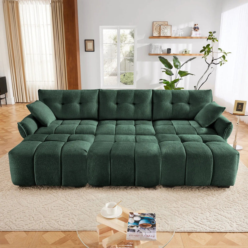 Sofa Set With Ottoman And Pillows, Textured, High Resilience Cushions by HouseOfZazla