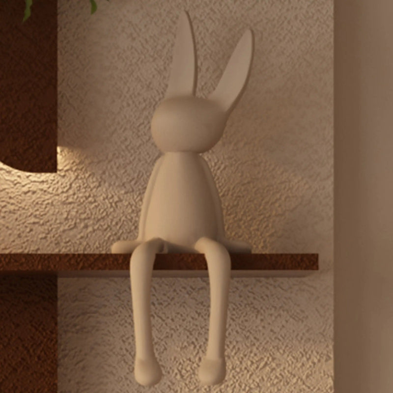 Adjustable LED Sandstone Wall Decor With Simulated Plants 3D Art Sculpture, Glass Vase & Rabbit Statue, Remote Control - Light Coffee by HouseOfZazla