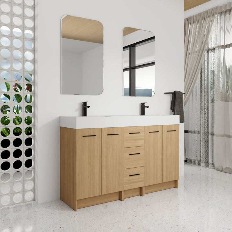60" Double Sink Bathroom Vanity with 3 Drawers and Large Storage by HouseOfZazla