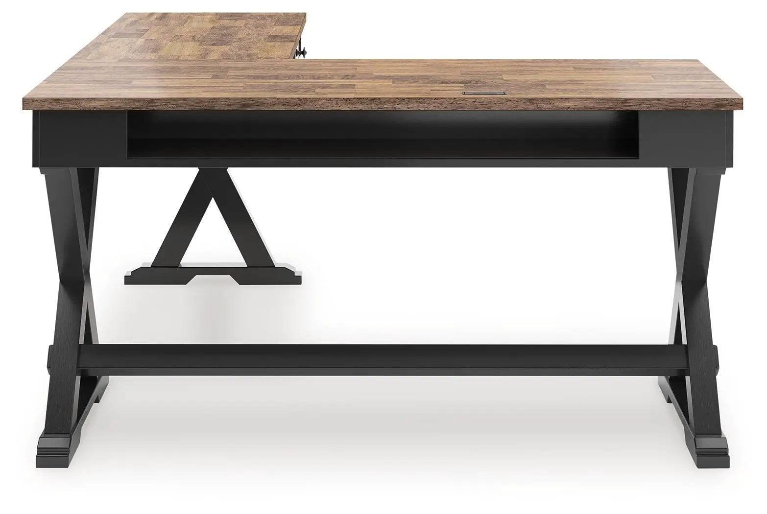 Wildenauer - 4 Pc. - Home Office Desk And Return, Swivel Desk Chair, Bookcase - Brown / Black by Unique Piece Furniture