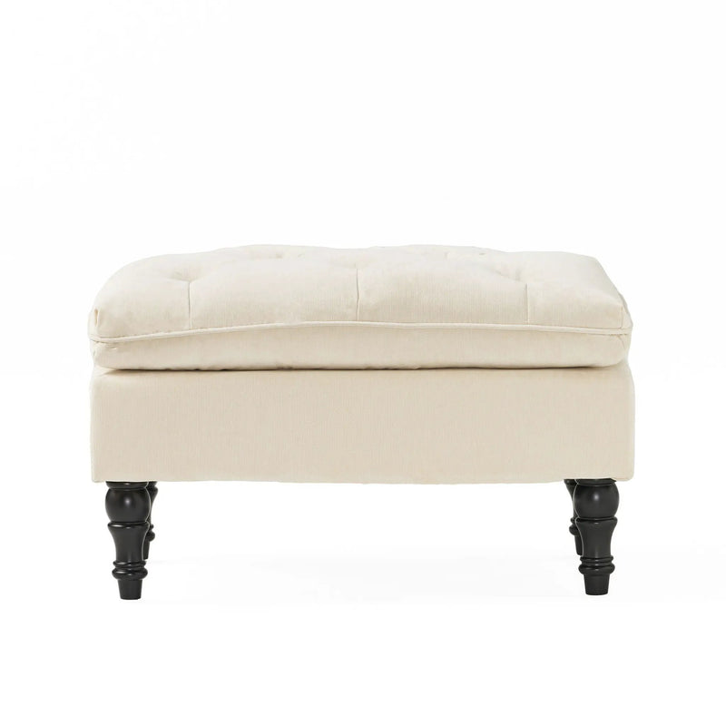 Lofton Pillow Top Ottoman With Button Tufting - Cream by HouseOfZazla
