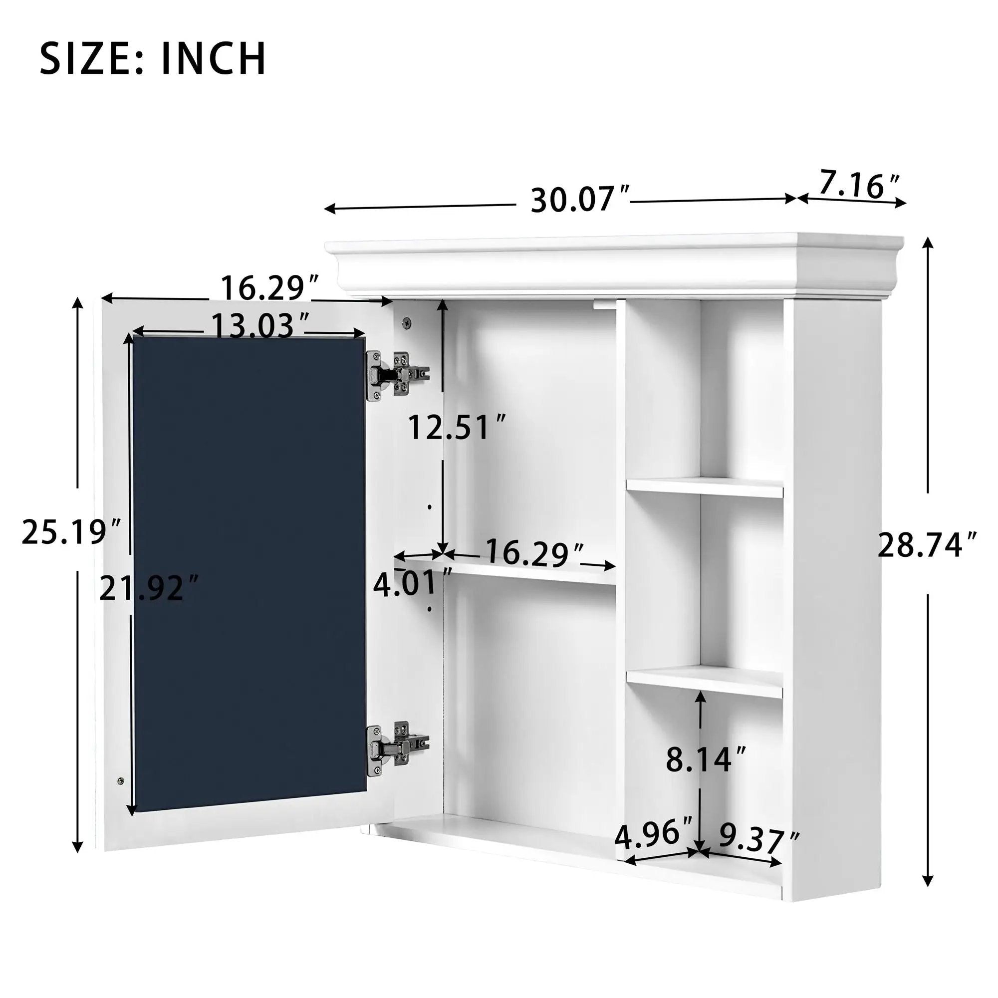 Wall Mounted Bathroom Medicine Cabinet with Mirror and Adjustable Storage by HouseOfZazla