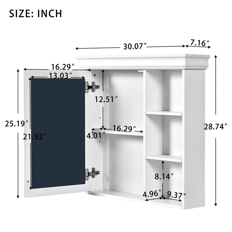 Wall Mounted Bathroom Medicine Cabinet with Mirror and Adjustable Storage by HouseOfZazla