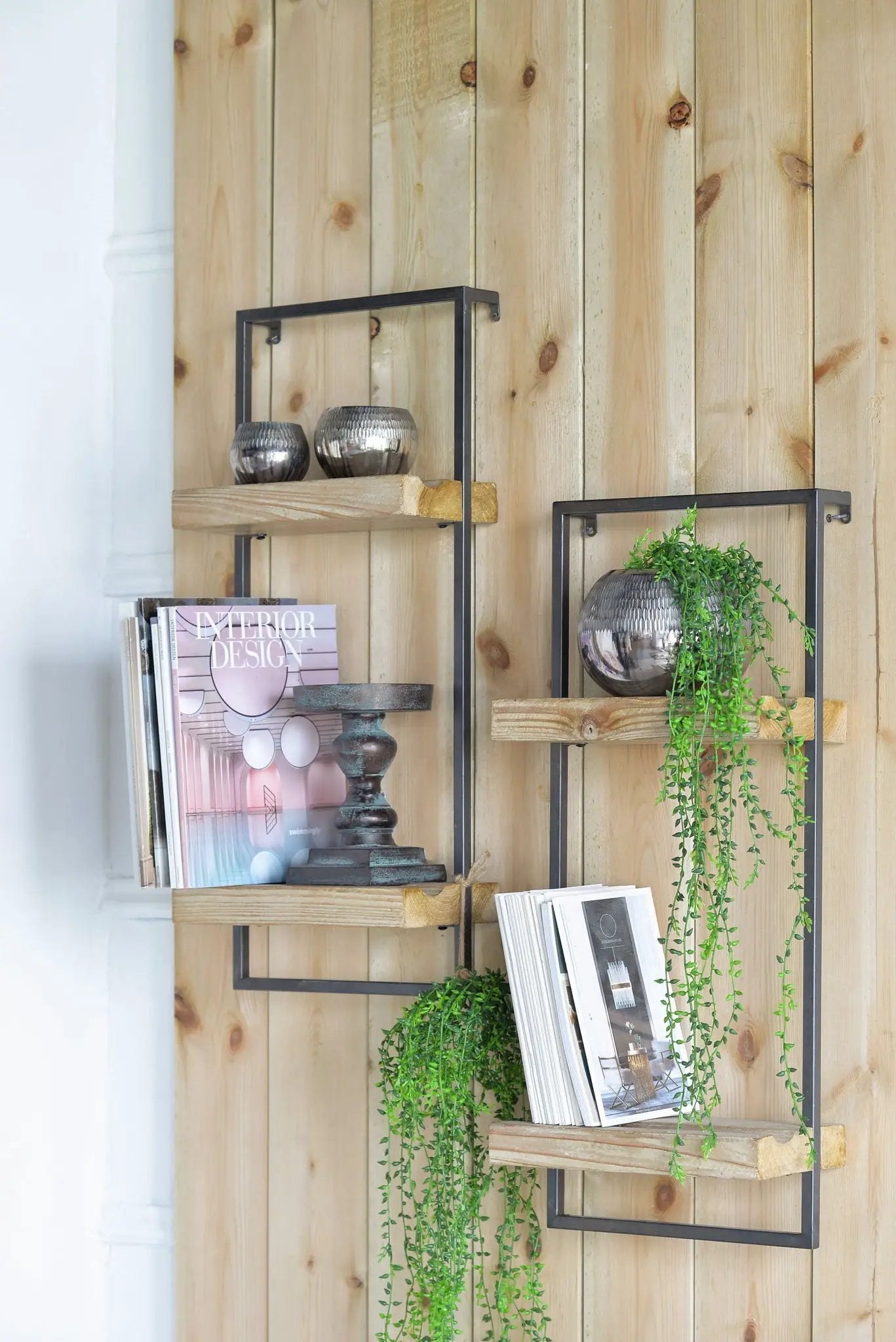 Wall Shelf With Two Shelves - Black Brown by Unique Piece Furniture