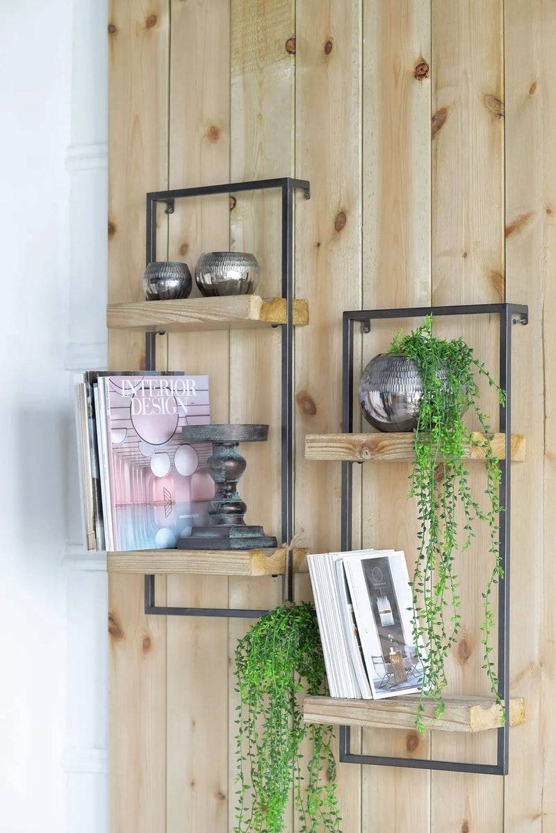Wall Shelf With Two Shelves - Black Brown by HouseOfZazla