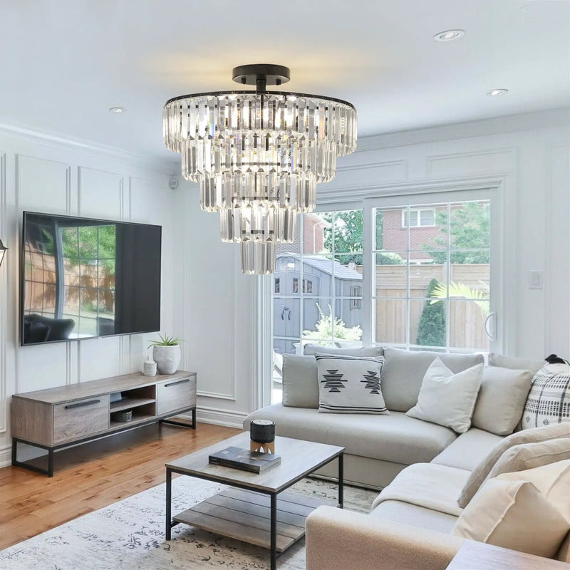 20" Black Crystal Chandelier Ceiling Light by HouseOfZazla